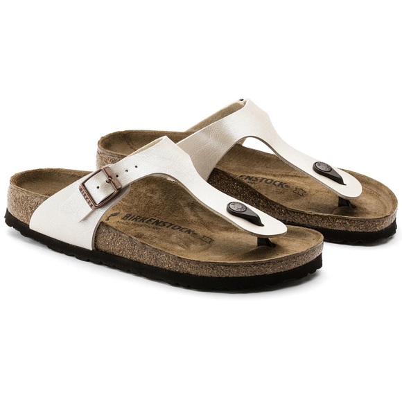 Birkenstock Shoes - Birkenstock Gizeh Sandals in Shimmering White